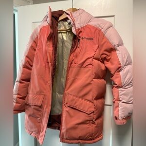 Columbia Coral and Light Pink Puffer Jacket